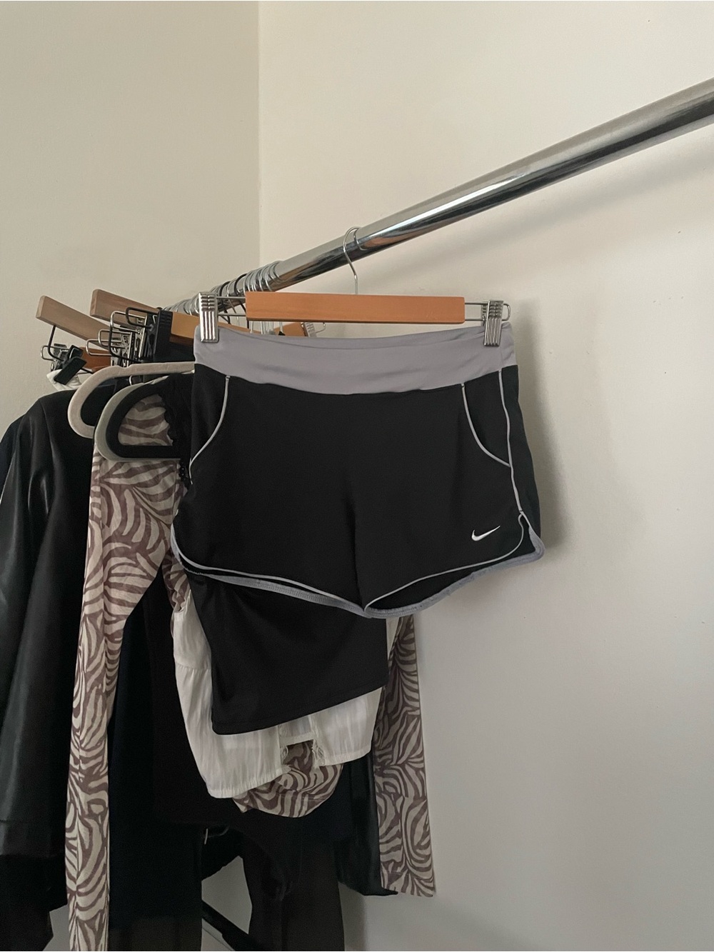 3/$15 Nike Women's Black Athletic Running Shorts with Grey Waistband